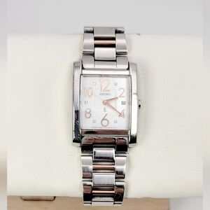 Seiko Lukia 7N82-0DK0 Women’s Tank Watch – JDM – Two-Tone Silver & Rose Gold